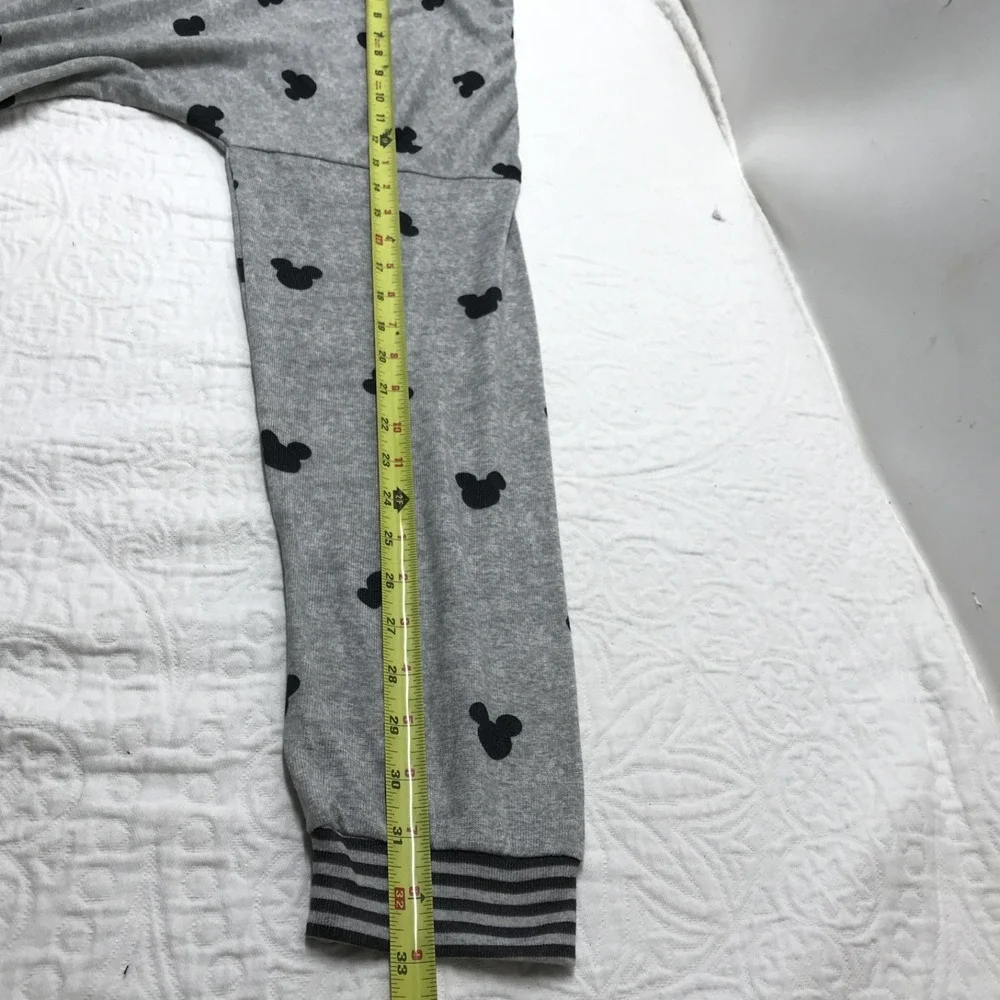 Disney Mickey Mouse Ears Pajama Shirt Pant 2pc Set Heather Gray Sz XL Loungewear - Picture 8 of 11